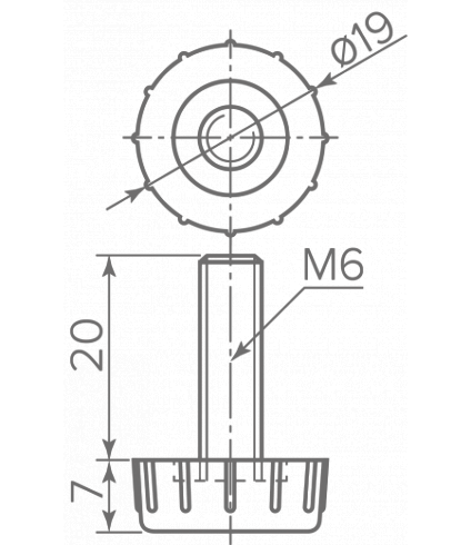 Подпятник регулируемый M6 черный