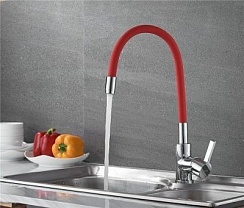 Ledeme L4898-1 Кухонный смеситель с силиконовым изливом (красный)