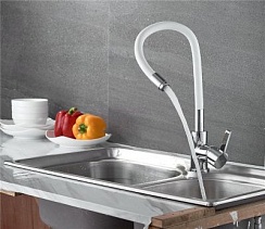 Ledeme L4898-3 Кухонный смеситель с силиконовым изливом (белый)