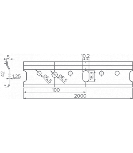 Шина монтажная хром L-2000